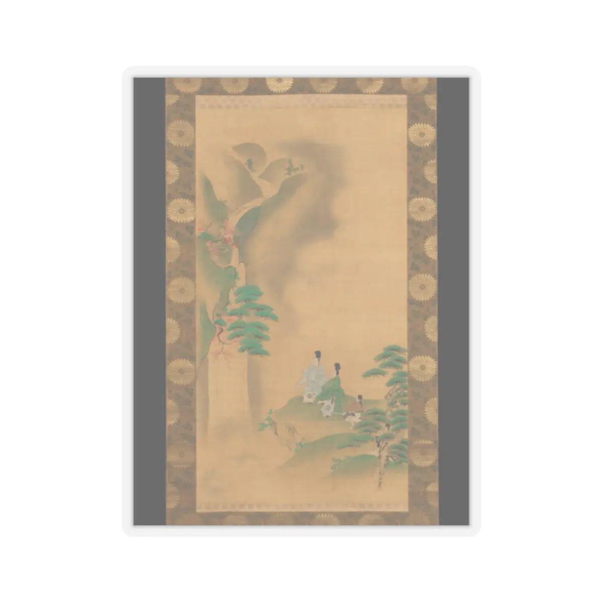 Kano Tsunenobu - Nunobiki Waterfall, Mount Yoshino, and Tatsuta River - after 1709 v3 - STICKER Vinyl Kiss-Cut Decal