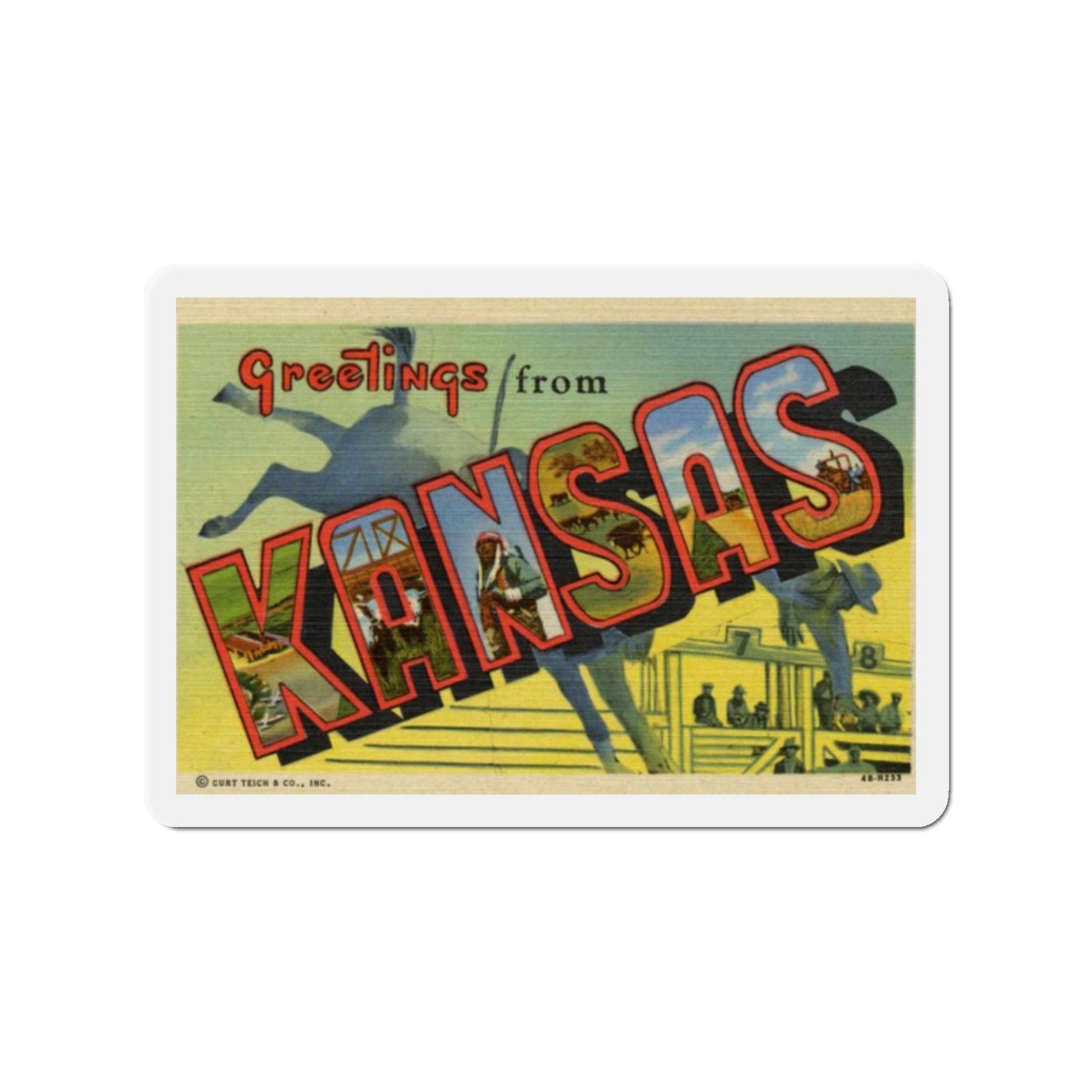 Kansas (Greeting Postcards) Die-Cut Magnet-2" x 2"-The Sticker Space