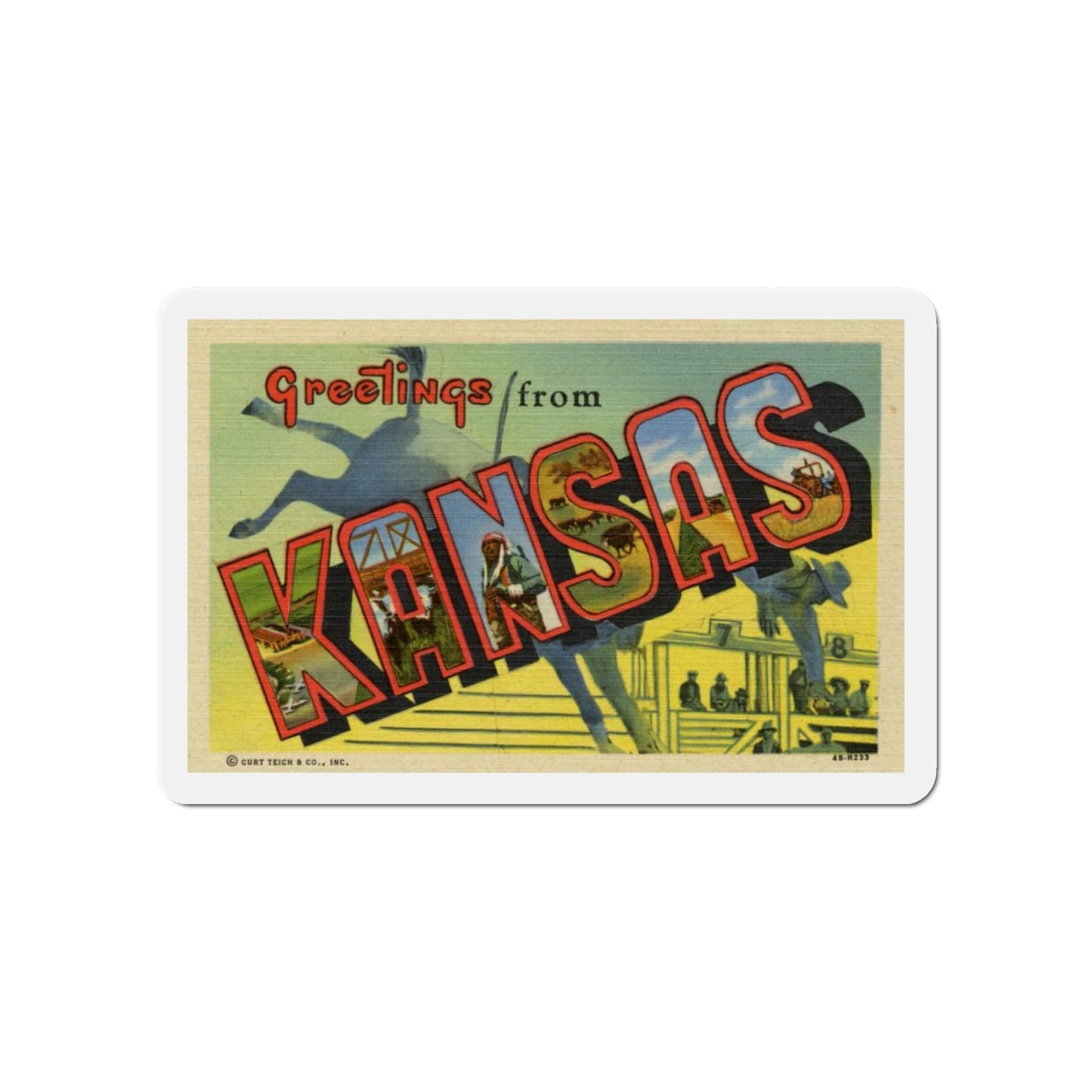 Kansas (Greeting Postcards) Die-Cut Magnet-5" x 5"-The Sticker Space