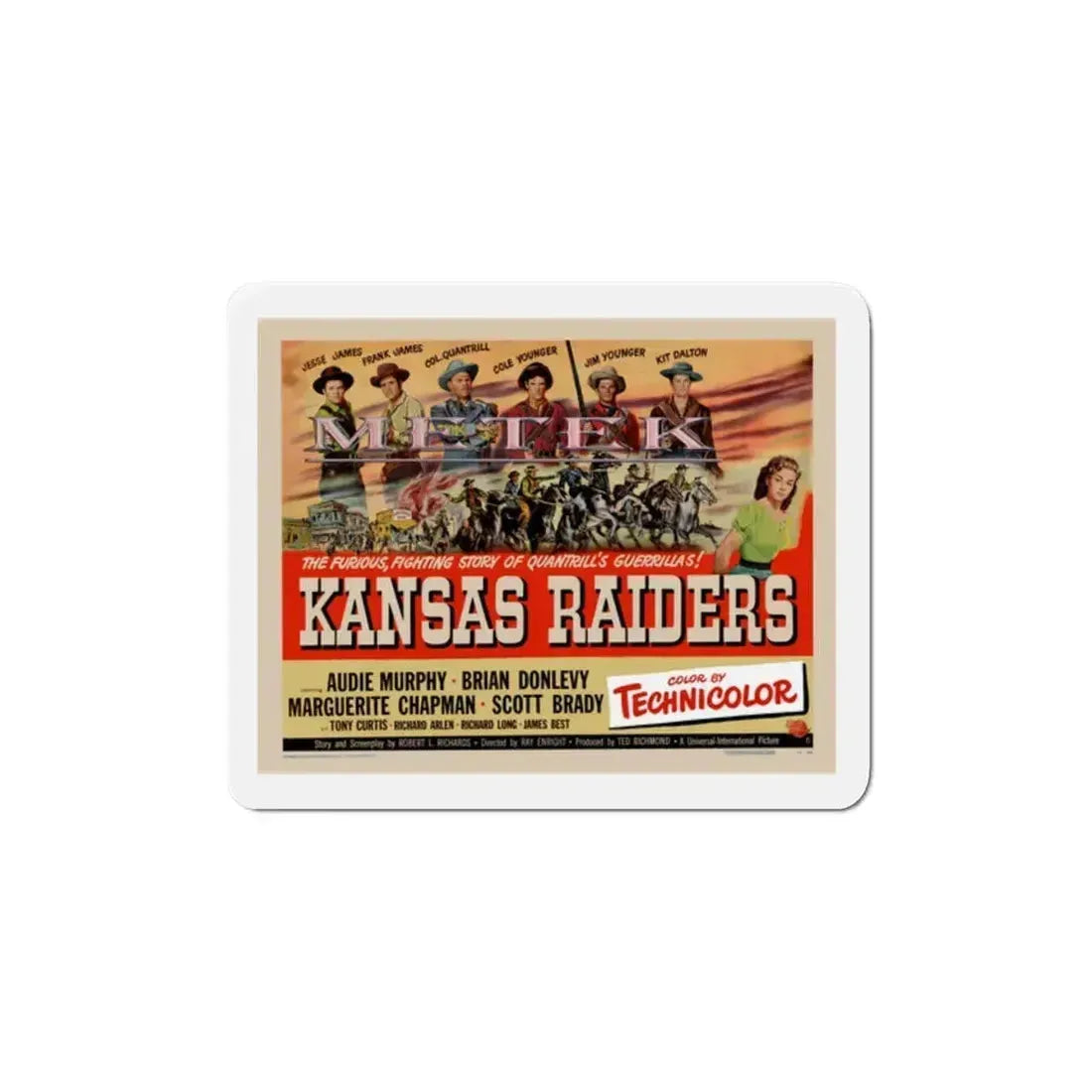 Kansas Raiders 1950 Movie Poster Refrigerator Magnet 2 Inch - The Sticker Space