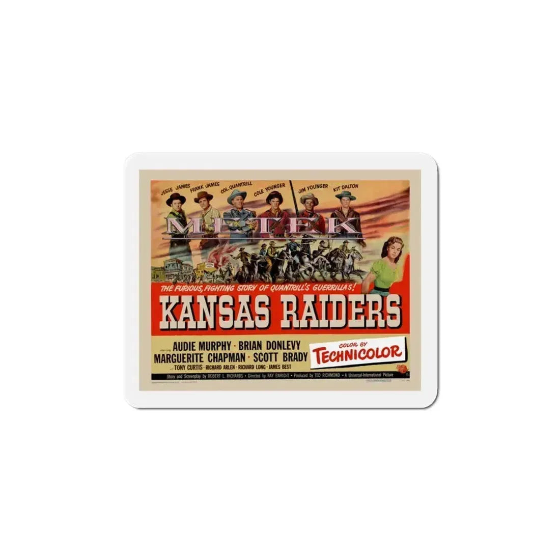 Kansas Raiders 1950 Movie Poster Refrigerator Magnet 3 Inch - The Sticker Space