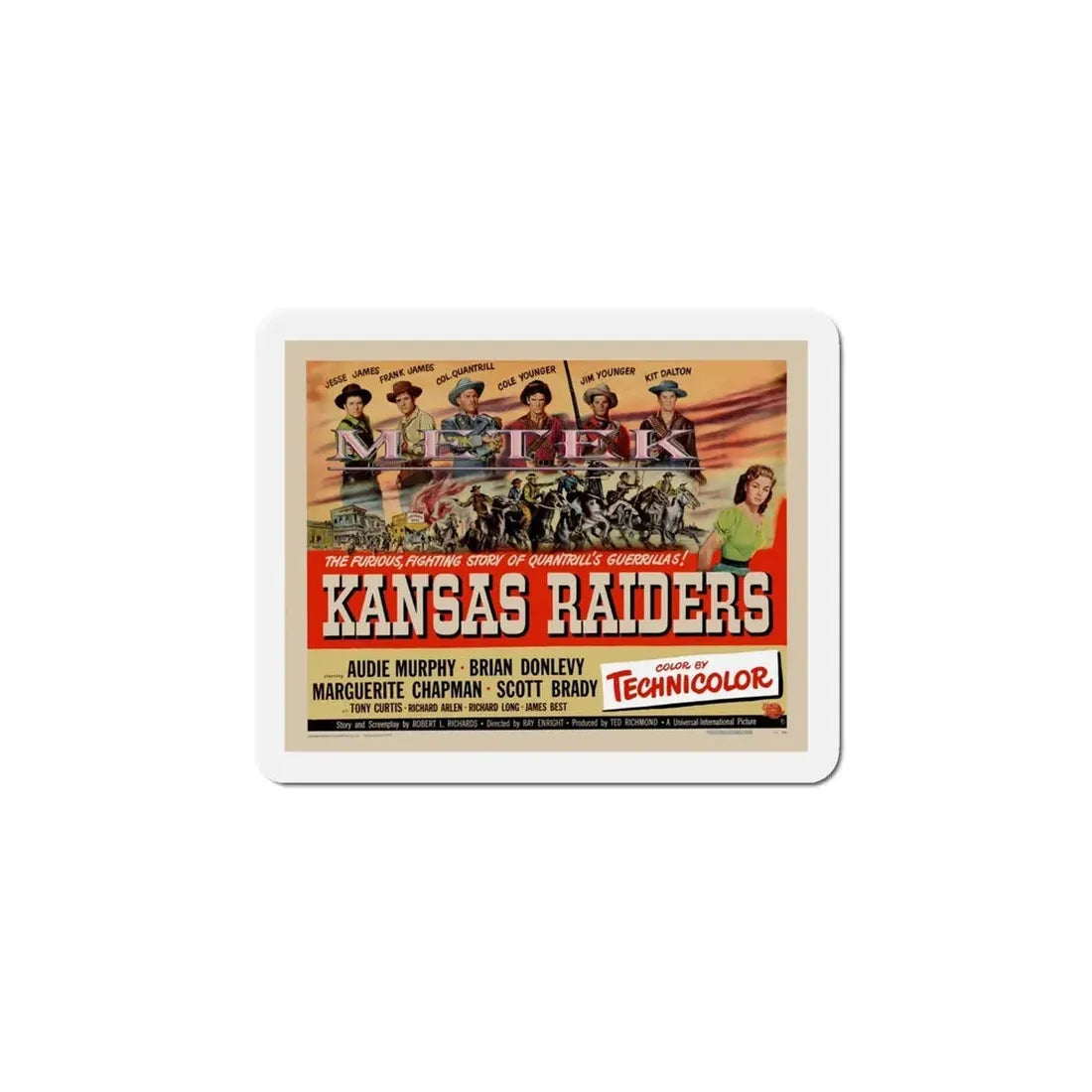 Kansas Raiders 1950 Movie Poster Refrigerator Magnet - The Sticker Space
