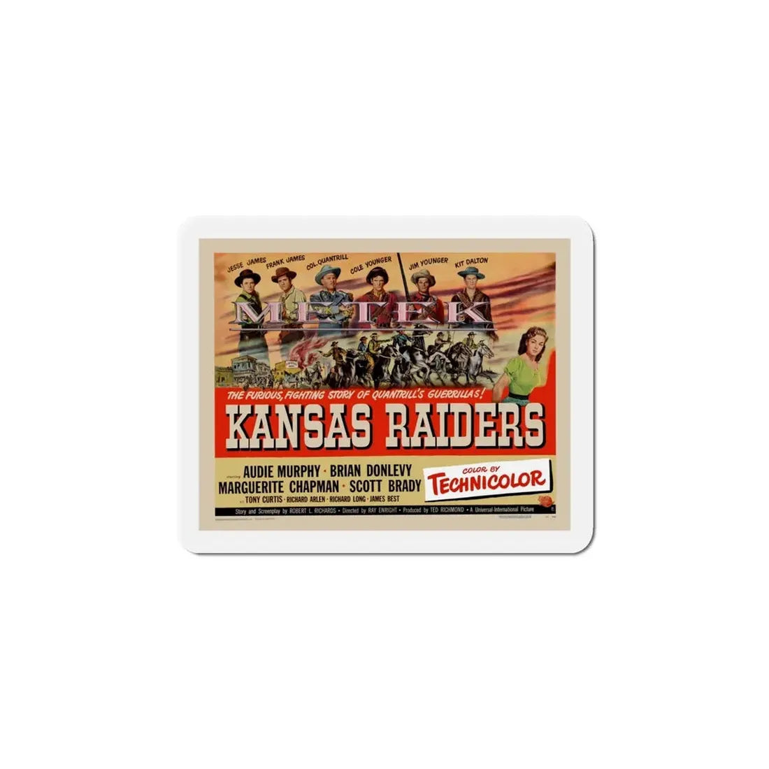Kansas Raiders 1950 Movie Poster Refrigerator Magnet - The Sticker Space