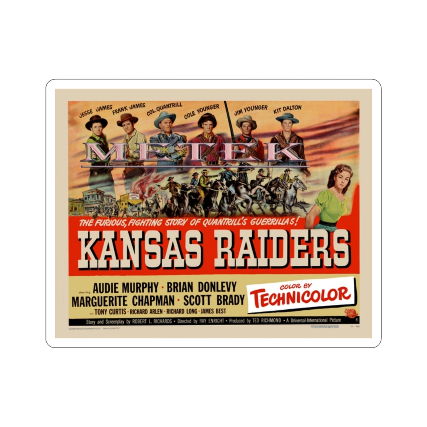 Kansas Raiders 1950 Movie Poster STICKER Vinyl Die-Cut Decal-2 Inch-The Sticker Space