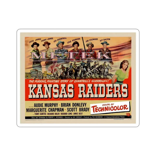 Kansas Raiders 1950 Movie Poster STICKER Vinyl Die-Cut Decal 6 Inch - The Sticker Space