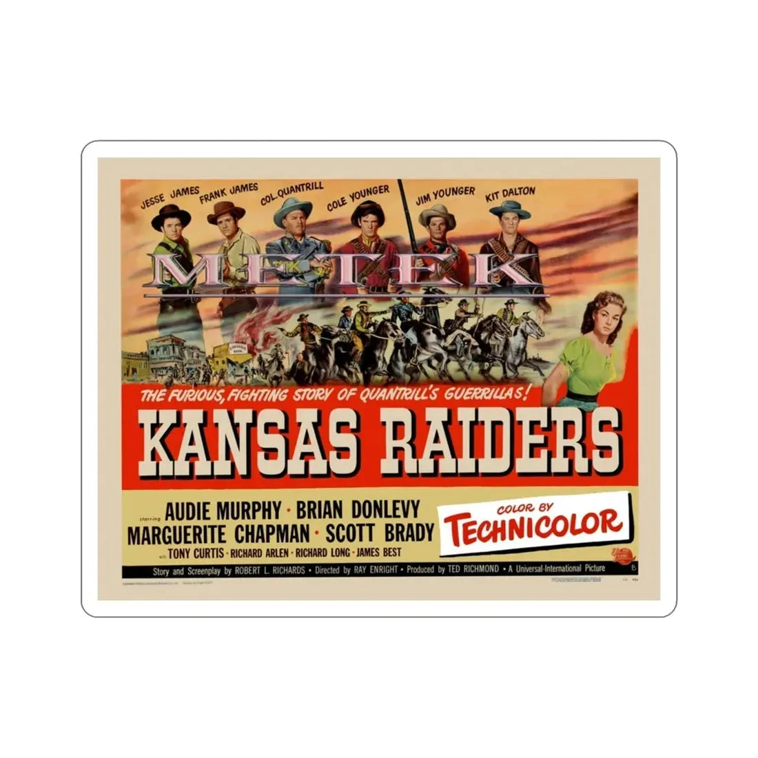 Kansas Raiders 1950 Movie Poster STICKER Vinyl Die-Cut Decal - The Sticker Space