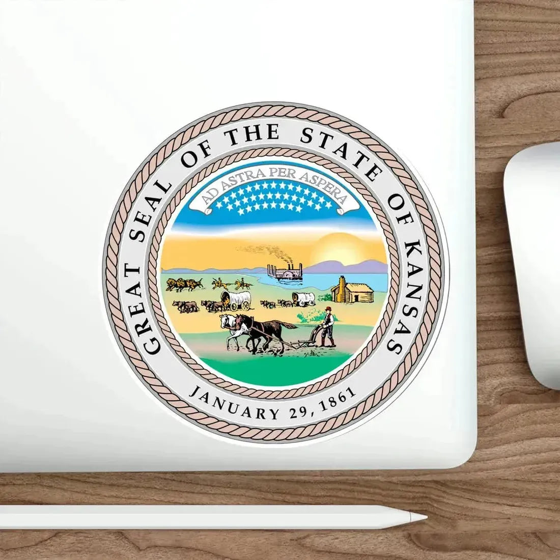 Kansas State Seal STICKER Vinyl Die-Cut Decal - The Sticker Space