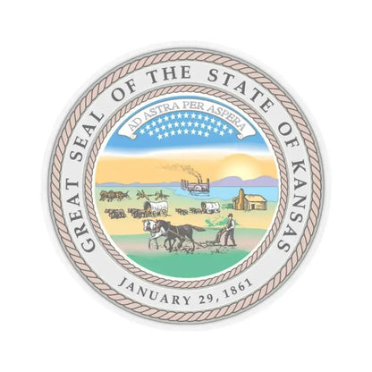 Kansas State Seal - STICKER Vinyl Kiss-Cut Decal 2 Inch Transparent - The Sticker Space