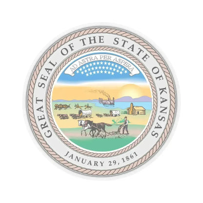Kansas State Seal - STICKER Vinyl Kiss-Cut Decal 6 Inch Transparent - The Sticker Space