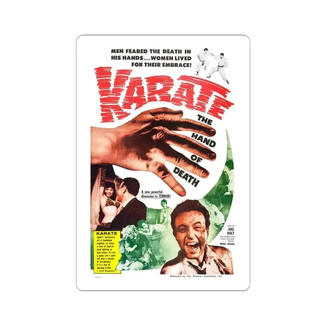 KARATE THE HAND OF DEATH 1961 Movie Poster - STICKER Vinyl Kiss-Cut Decal 6 Inch White - The Sticker Space
