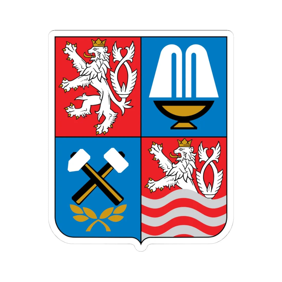 Karlovy Vary Region CoA CZ (Czech Republic) (Coat of Arms) STICKER Vinyl Kiss-Cut Decal 4 Inch White - The Sticker Space