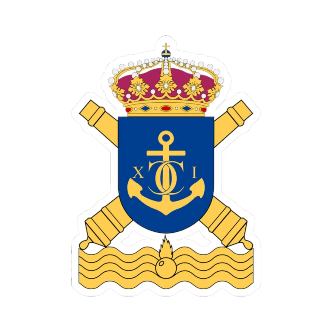 Karlskrona kustartilleriregemente vapen (Sweden) (Coat of Arms) STICKER Vinyl Kiss-Cut Decal 2 Inch White - The Sticker Space