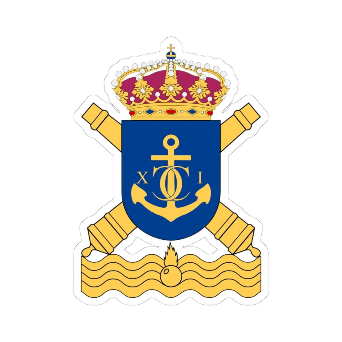 Karlskrona kustartilleriregemente vapen (Sweden) (Coat of Arms) STICKER Vinyl Kiss-Cut Decal 4 Inch White - The Sticker Space