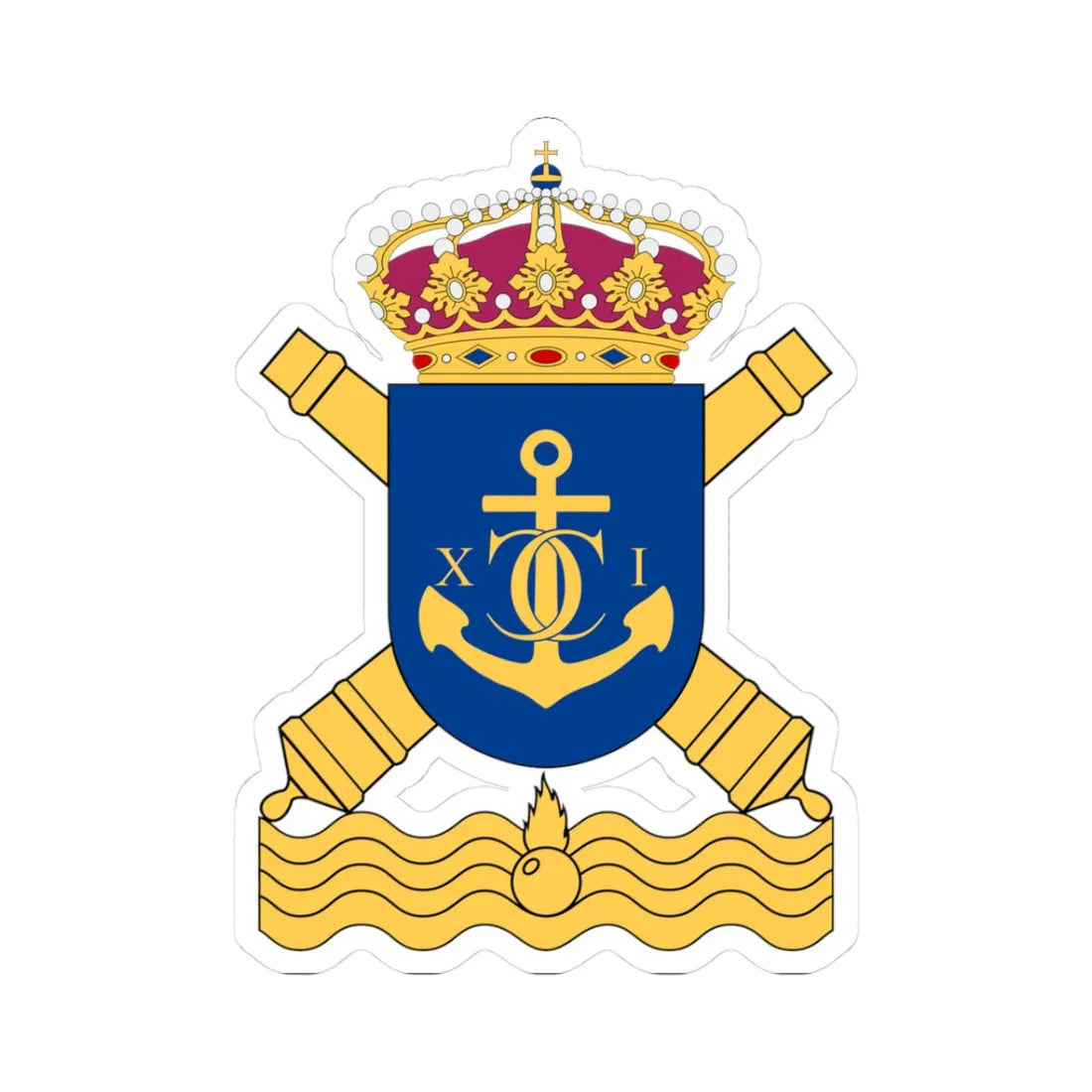 Karlskrona kustartilleriregemente vapen (Sweden) (Coat of Arms) STICKER Vinyl Kiss-Cut Decal - The Sticker Space