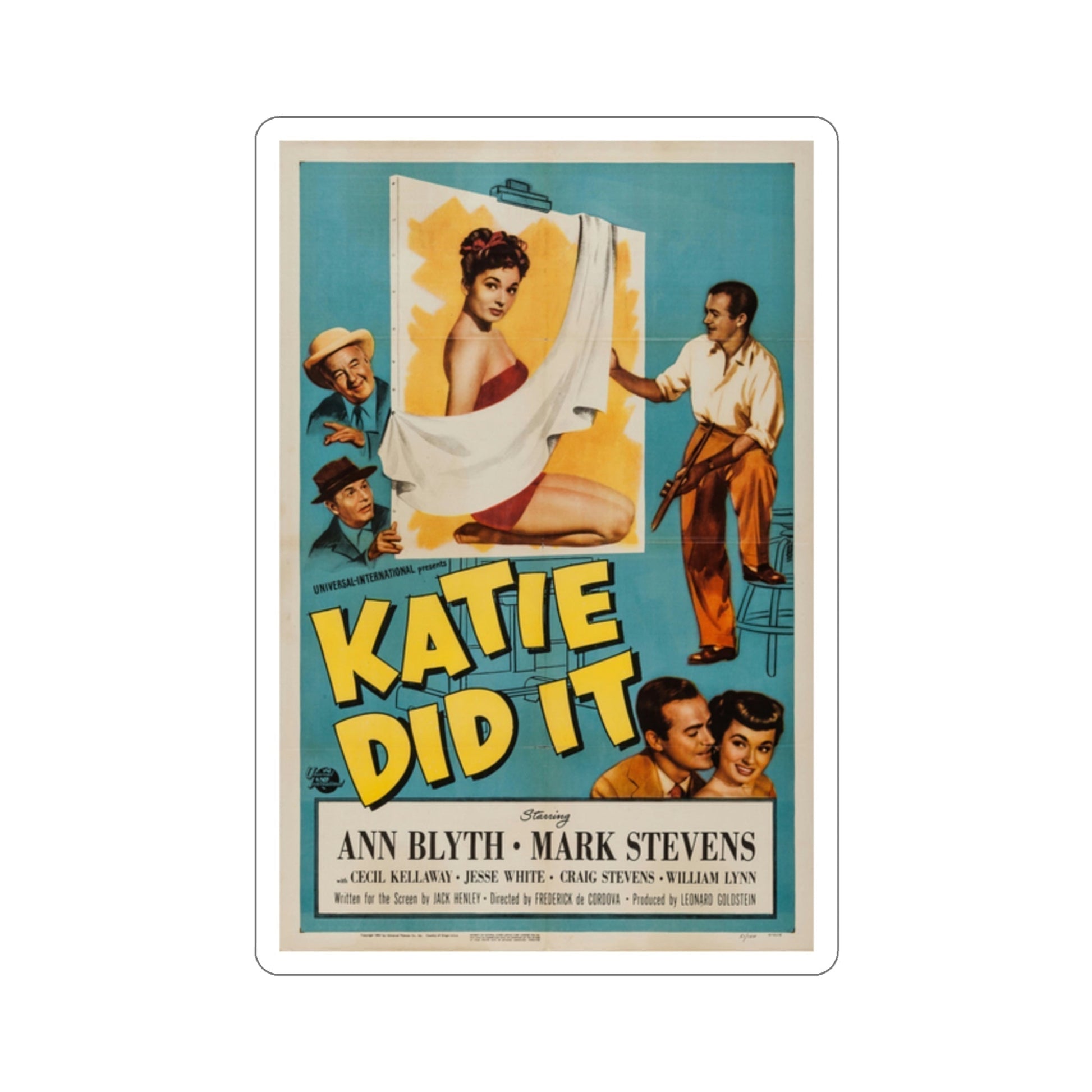 Katie Did It 1950 Movie Poster STICKER Vinyl Die-Cut Decal-2 Inch-The Sticker Space