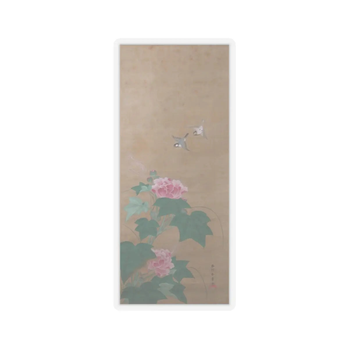 Katsukawa Shunshō　勝川春章 - Rose Mallow (Fuyō) - 18th century v1 - STICKER Vinyl Kiss-Cut Decal