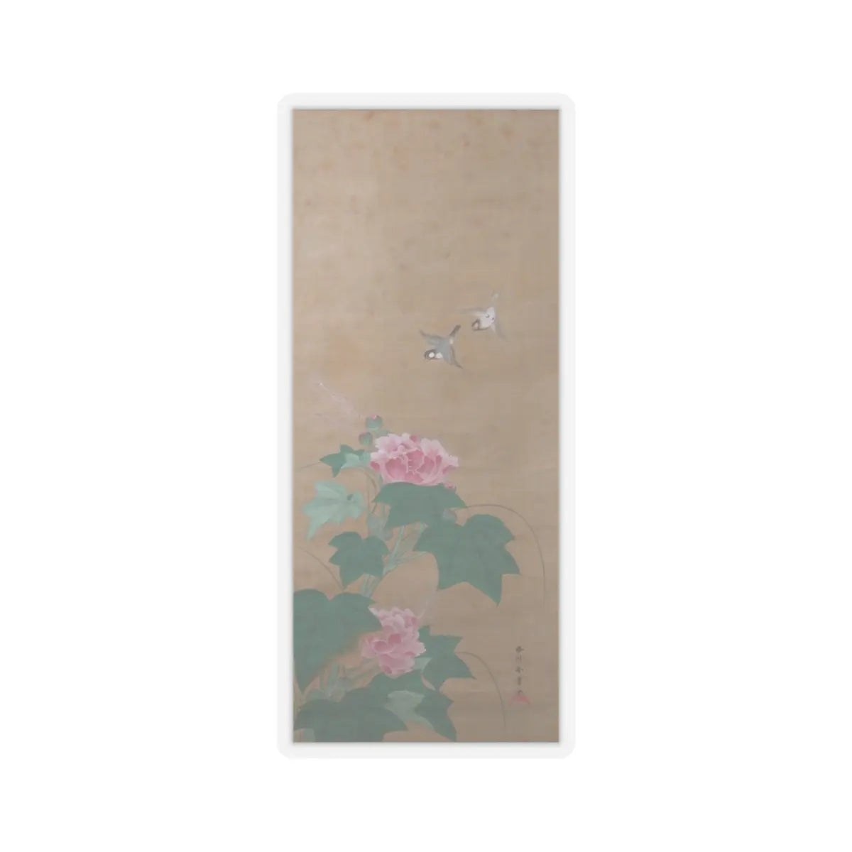 Katsukawa Shunshō　勝川春章 - Rose Mallow (Fuyō) - 18th century v1 - STICKER Vinyl Kiss-Cut Decal