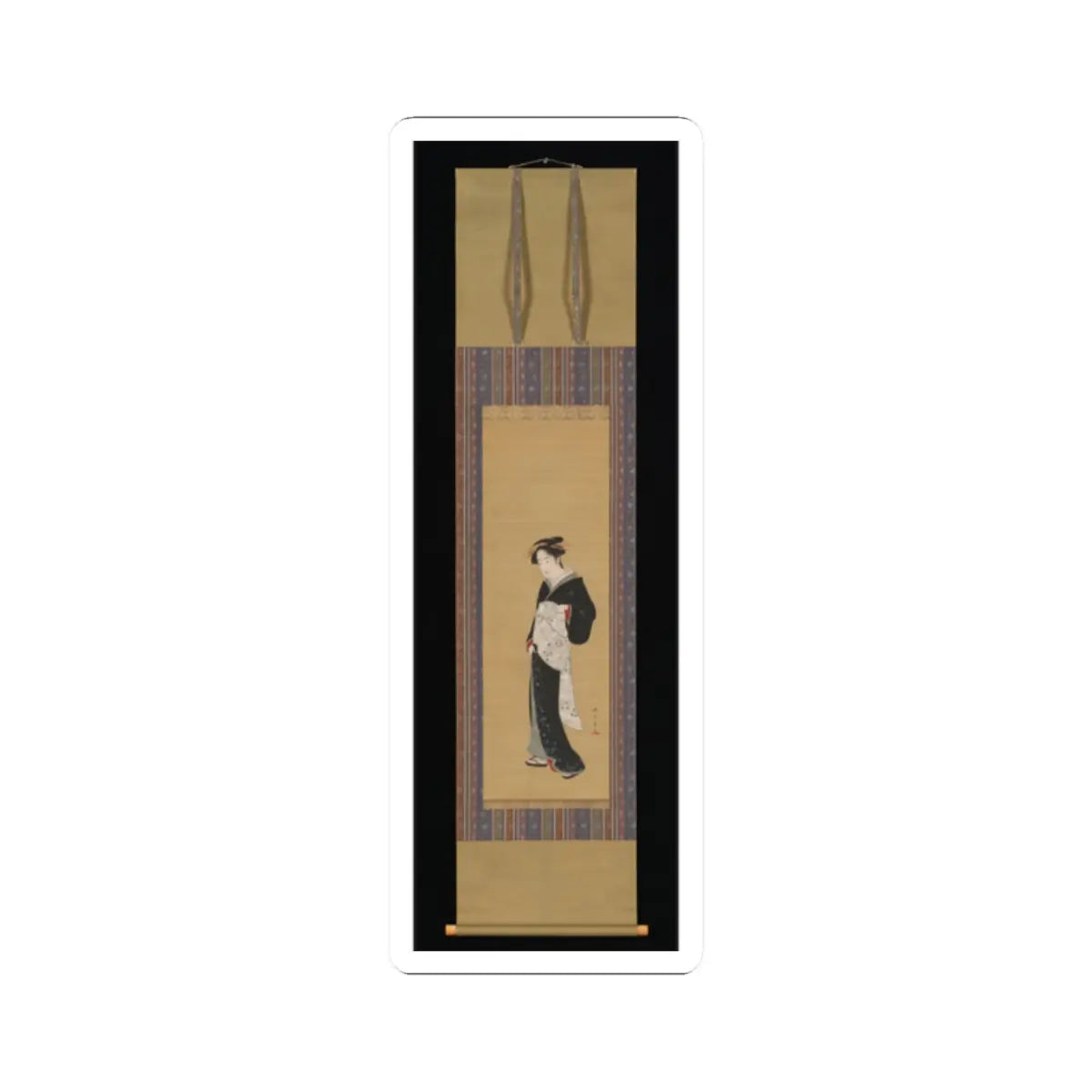 Katsukawa Shunshō 勝川春章 - Woman in a Black Kimono - 1783–89 v2 - STICKER Vinyl Kiss-Cut Decal