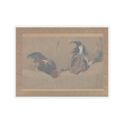 Katsushika Hokusai - Gamecocks - dated 1838 v1 - STICKER Vinyl Kiss-Cut Decal