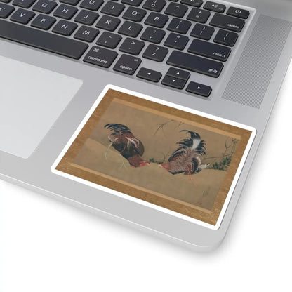 Katsushika Hokusai - Gamecocks - dated 1838 v1 - STICKER Vinyl Kiss-Cut Decal
