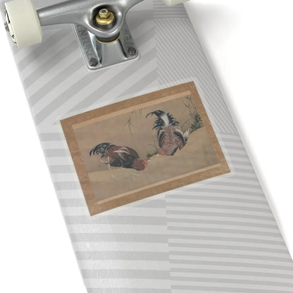 Katsushika Hokusai - Gamecocks - dated 1838 v1 - STICKER Vinyl Kiss-Cut Decal