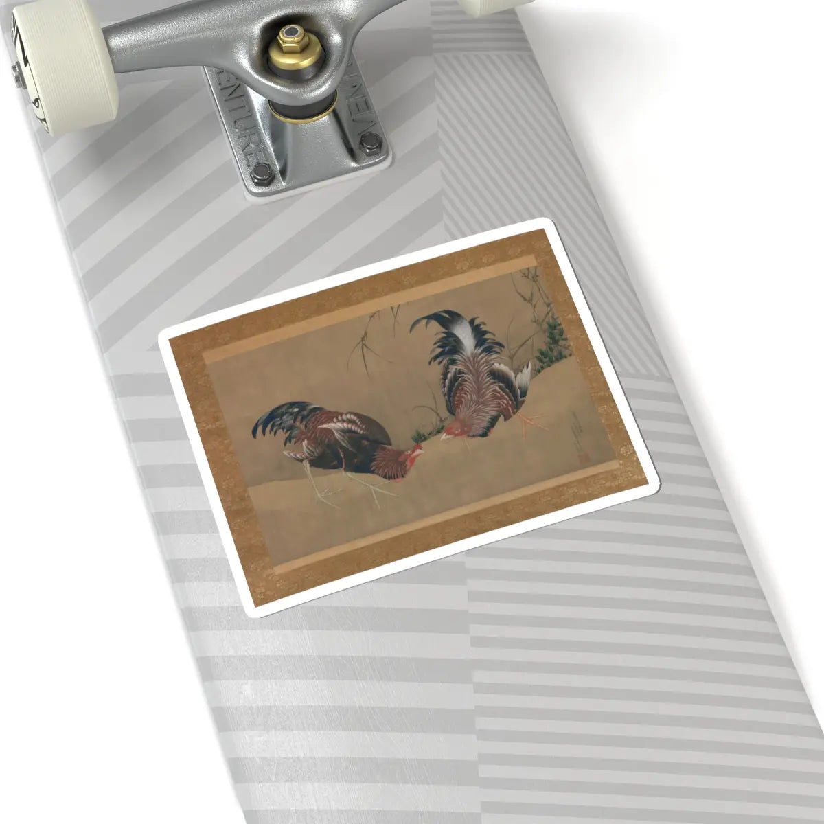 Katsushika Hokusai - Gamecocks - dated 1838 v1 - STICKER Vinyl Kiss-Cut Decal