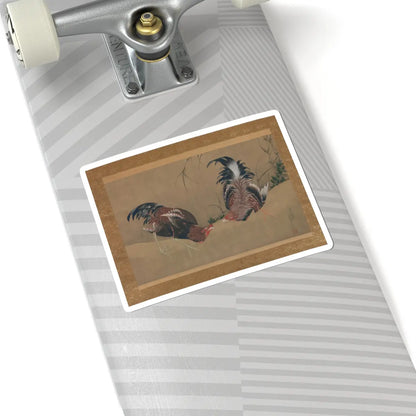 Katsushika Hokusai - Gamecocks - dated 1838 v1 - STICKER Vinyl Kiss-Cut Decal
