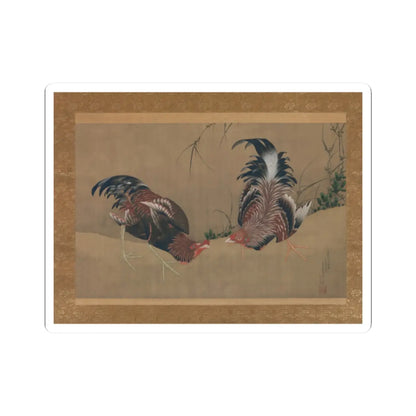 Katsushika Hokusai - Gamecocks - dated 1838 v1 - STICKER Vinyl Kiss-Cut Decal
