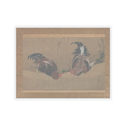 Katsushika Hokusai - Gamecocks - dated 1838 v1 - STICKER Vinyl Kiss-Cut Decal