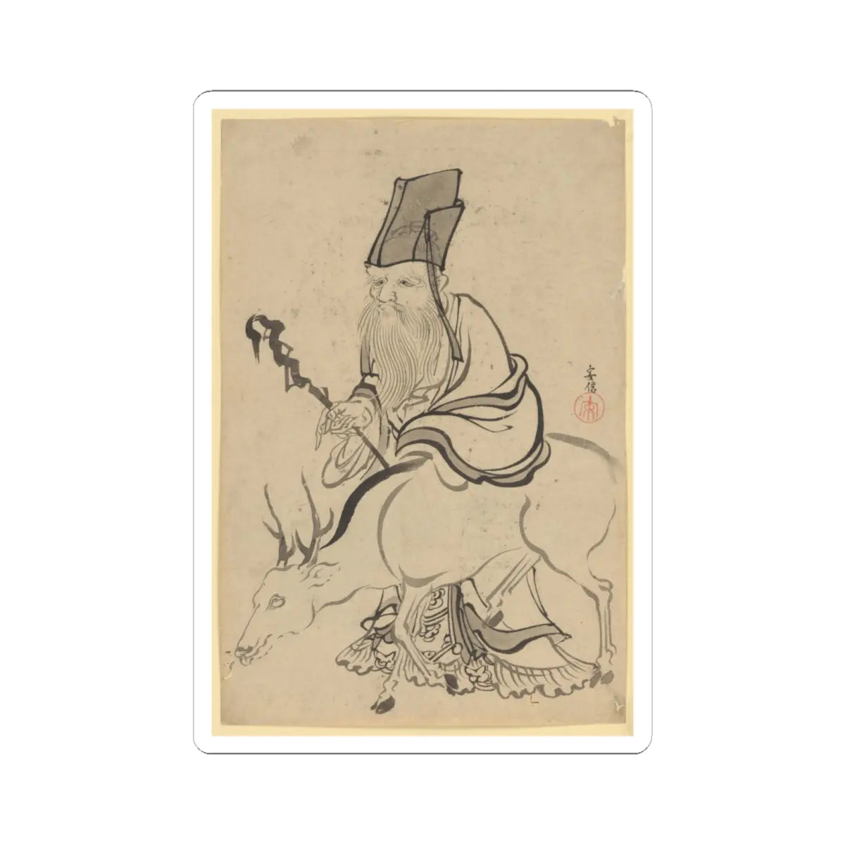Katsushika Hokusai - Juro (God of Luck) - 18th–19th century - STICKER Vinyl Kiss-Cut Decal