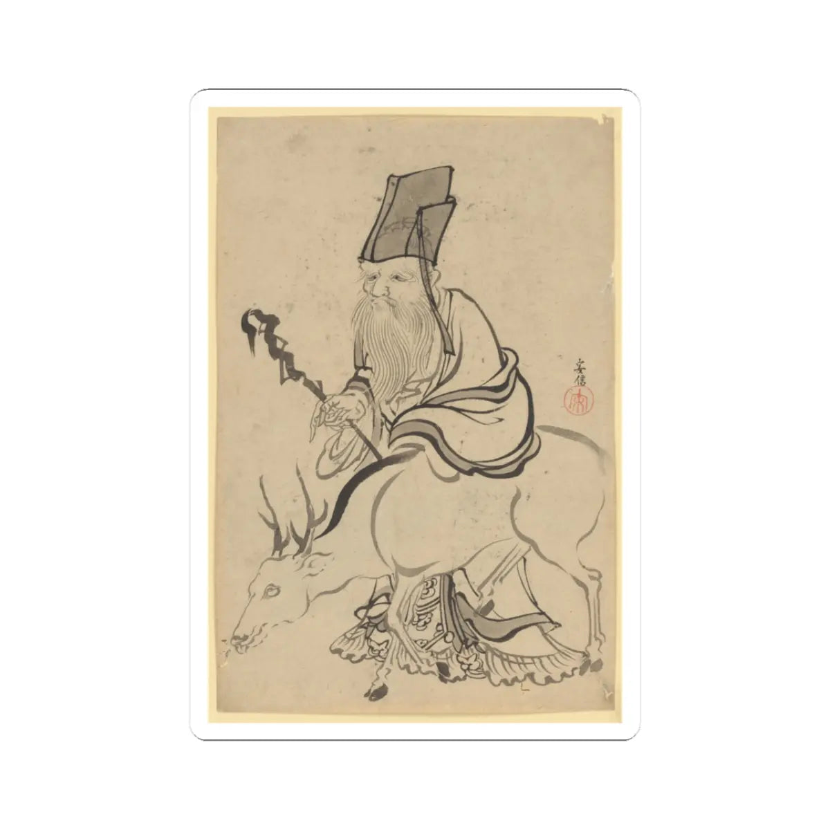 Katsushika Hokusai - Juro (God of Luck) - 18th–19th century - STICKER Vinyl Kiss-Cut Decal