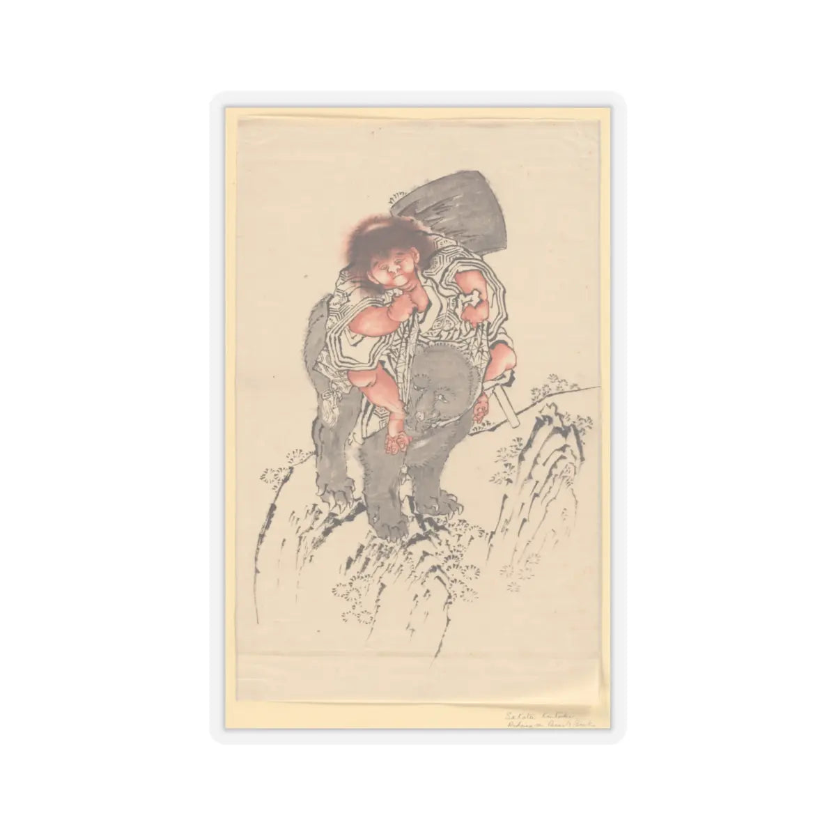 Katsushika Hokusai - Sakata Kintoki Riding on Bear's Back - 18th–19th century - STICKER Vinyl Kiss-Cut Decal