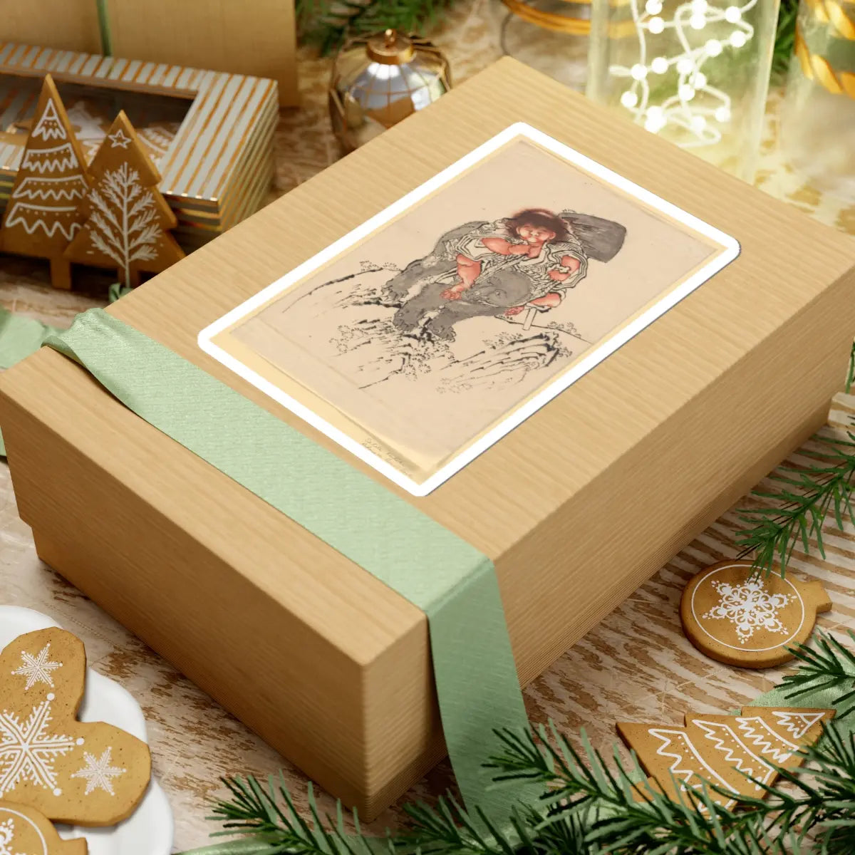Katsushika Hokusai - Sakata Kintoki Riding on Bear's Back - 18th–19th century - STICKER Vinyl Kiss-Cut Decal