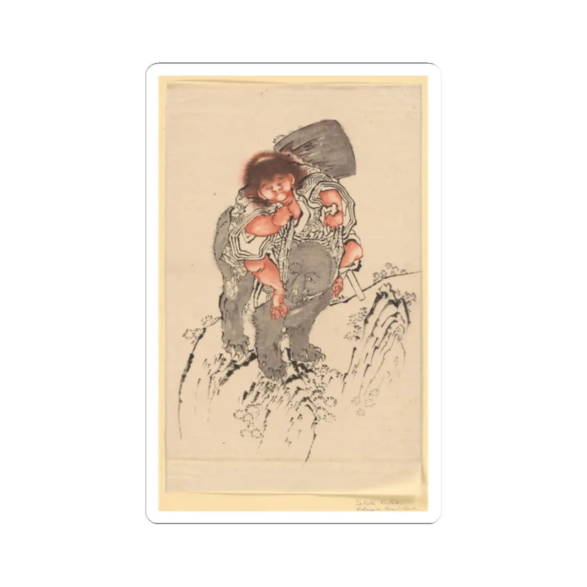 Katsushika Hokusai - Sakata Kintoki Riding on Bear's Back - 18th–19th century - STICKER Vinyl Kiss-Cut Decal