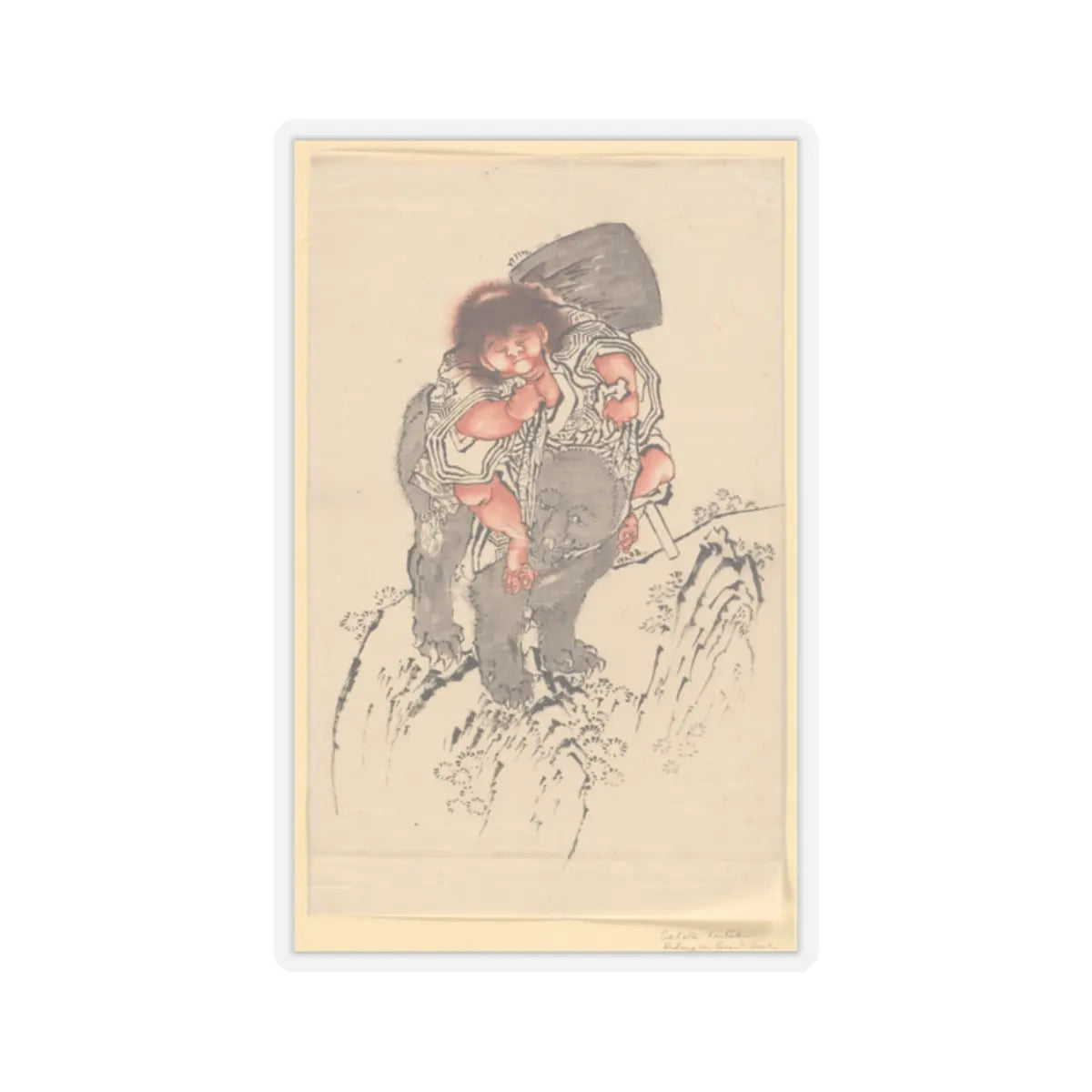 Katsushika Hokusai - Sakata Kintoki Riding on Bear's Back - 18th–19th century - STICKER Vinyl Kiss-Cut Decal