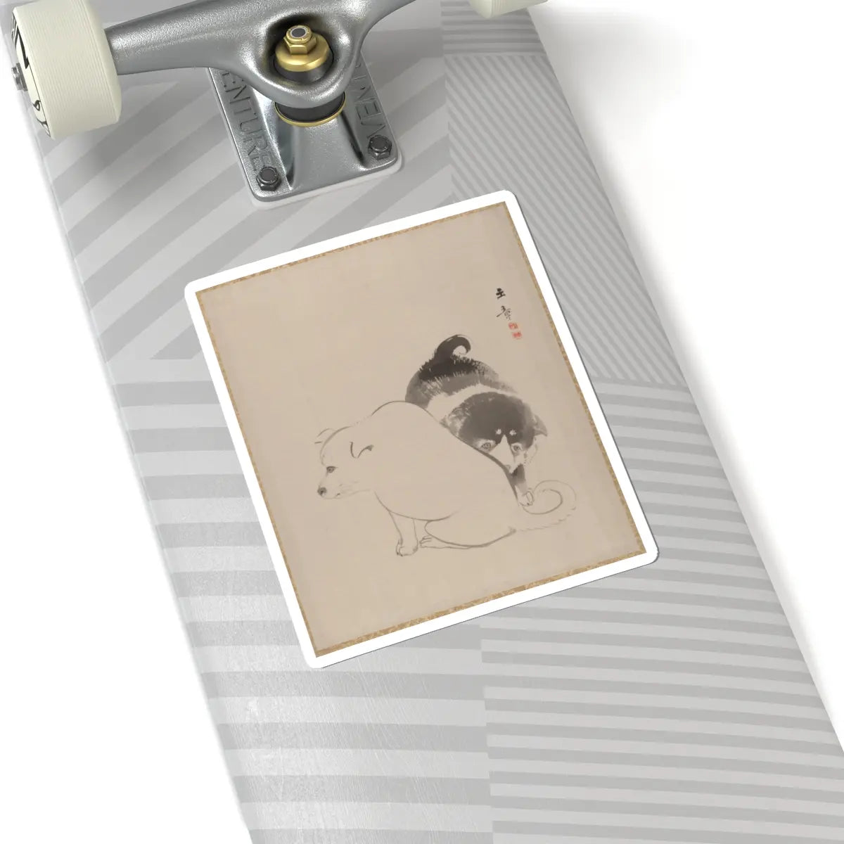 Kawabata Gyokushō - A Pair of Puppies - ca. 1887–92 - STICKER Vinyl Kiss-Cut Decal