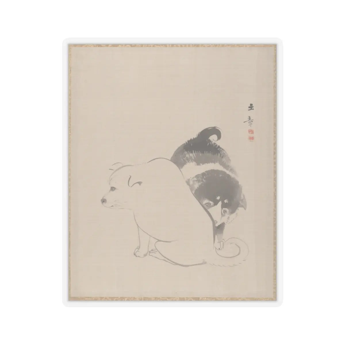 Kawabata Gyokushō - A Pair of Puppies - ca. 1887–92 - STICKER Vinyl Kiss-Cut Decal