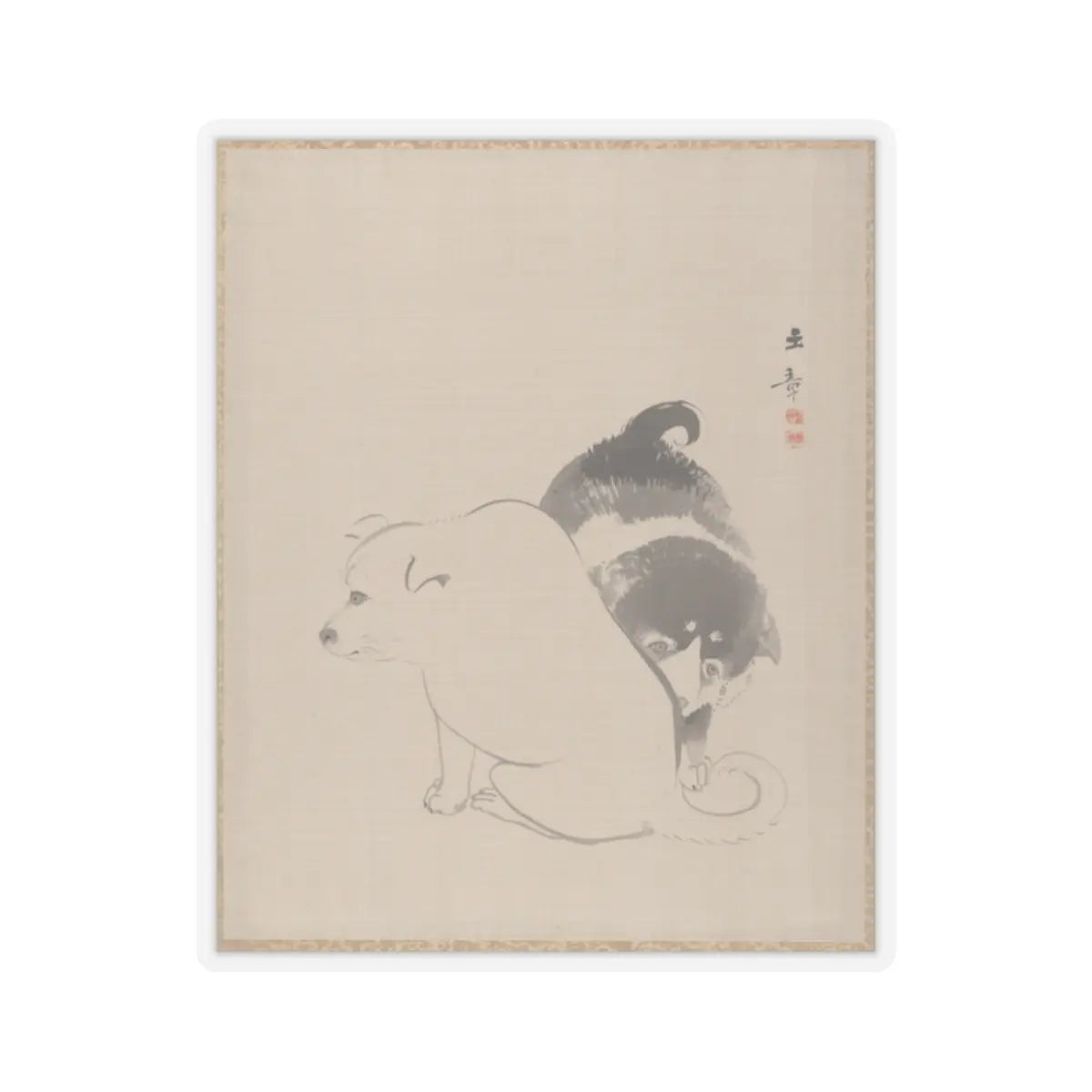 Kawabata Gyokushō - A Pair of Puppies - ca. 1887–92 - STICKER Vinyl Kiss-Cut Decal