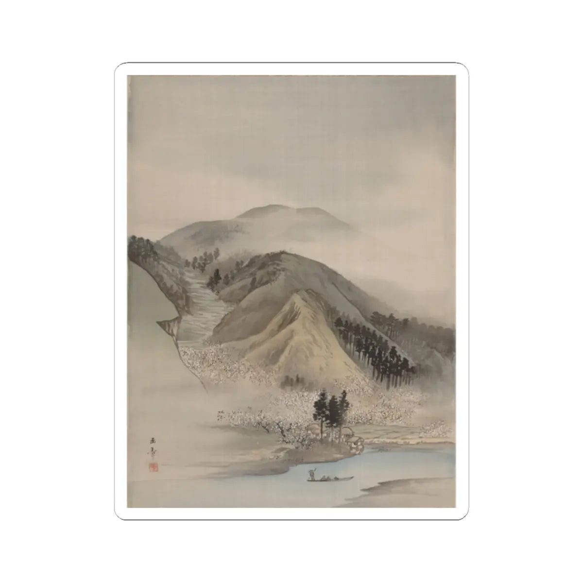 Kawabata Gyokushō - Blossoms by a River - ca. 1887–92 - STICKER Vinyl Kiss-Cut Decal