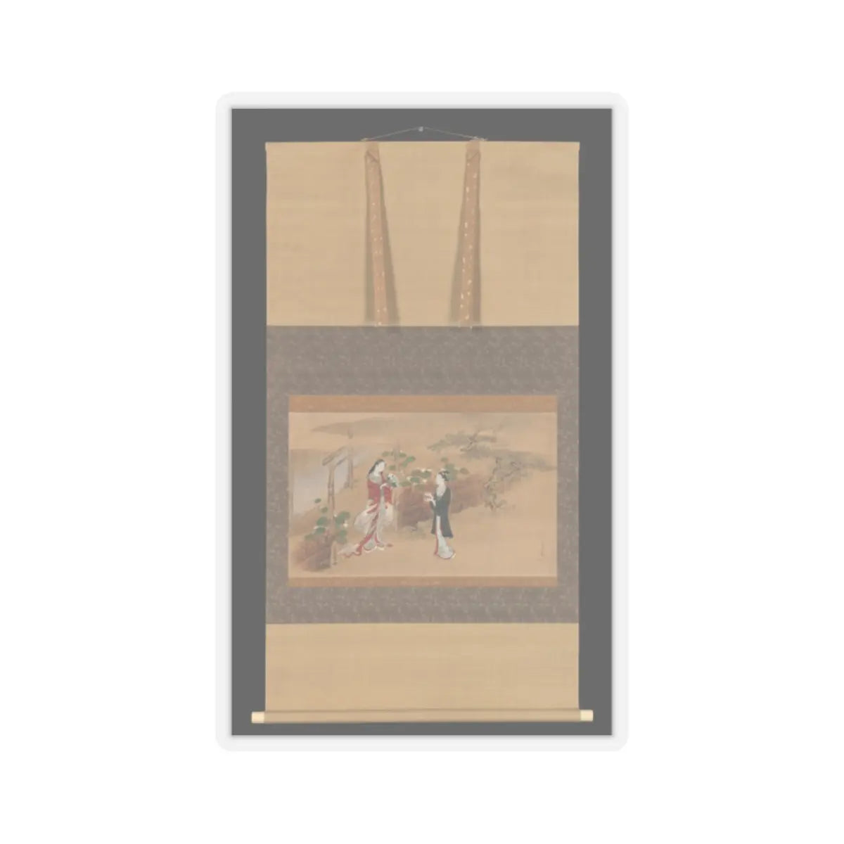 Kawamata Tsunemasa - Evening Faces chapter from The Tale of Genji (Genji monogatari) - 18th century v2 - STICKER Vinyl Kiss-Cut Decal
