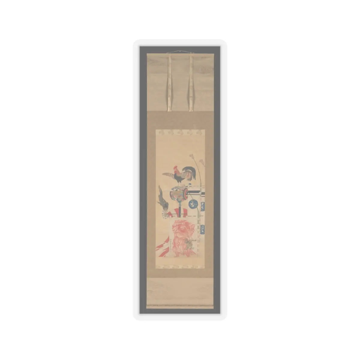Kawanabe Kyōsai 河鍋暁斎 - Boy’s Day Carp Streamer and Shōki Banner - before 1870 v2 - STICKER Vinyl Kiss-Cut Decal