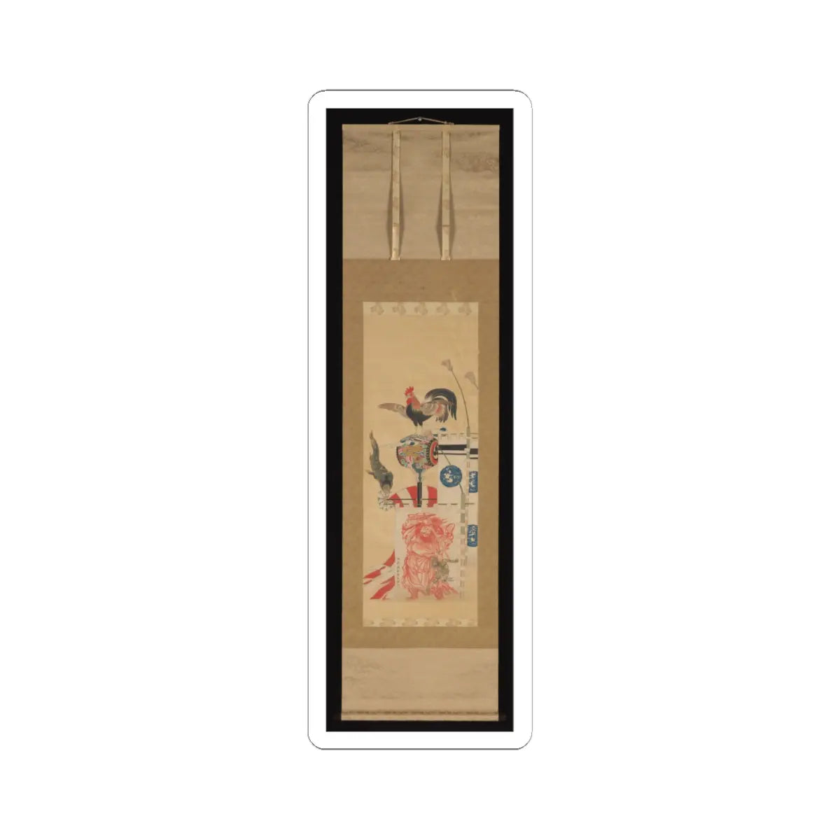Kawanabe Kyōsai 河鍋暁斎 - Boy’s Day Carp Streamer and Shōki Banner - before 1870 v2 - STICKER Vinyl Kiss-Cut Decal