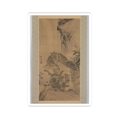 Kawanabe Kyōsai 河鍋暁斎 - Eagle Attacking a Mountain Lion - 1885 v1 - STICKER Vinyl Kiss-Cut Decal