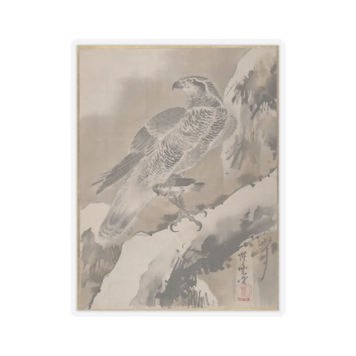 Kawanabe Kyōsai 河鍋暁斎 - Eagle Holding Small Bird - ca. 1887 - STICKER Vinyl Kiss-Cut Decal