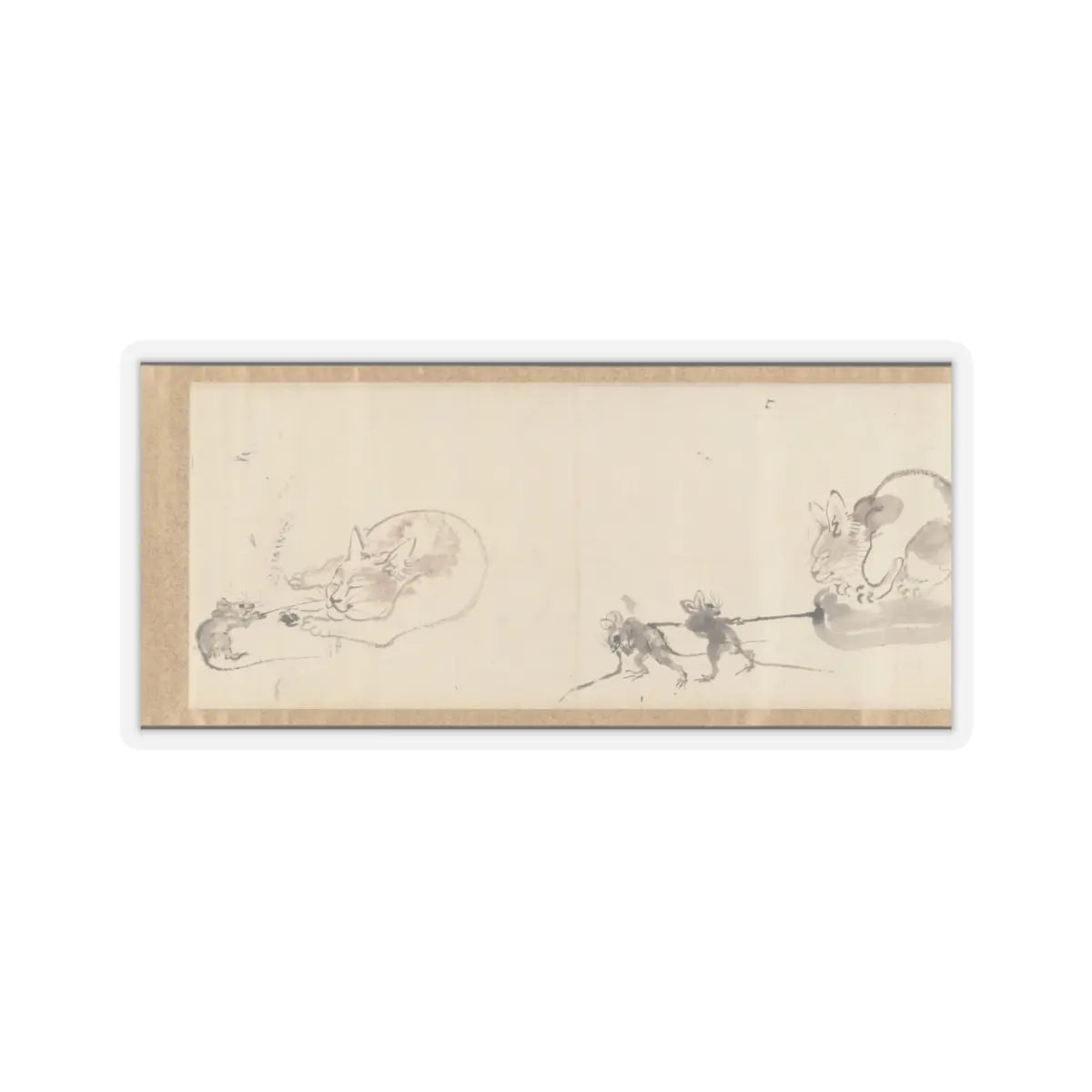 Kawanabe Kyōsai 河鍋暁斎 - Frolicking Figures and Animals - 19th century v12 - STICKER Vinyl Kiss-Cut Decal