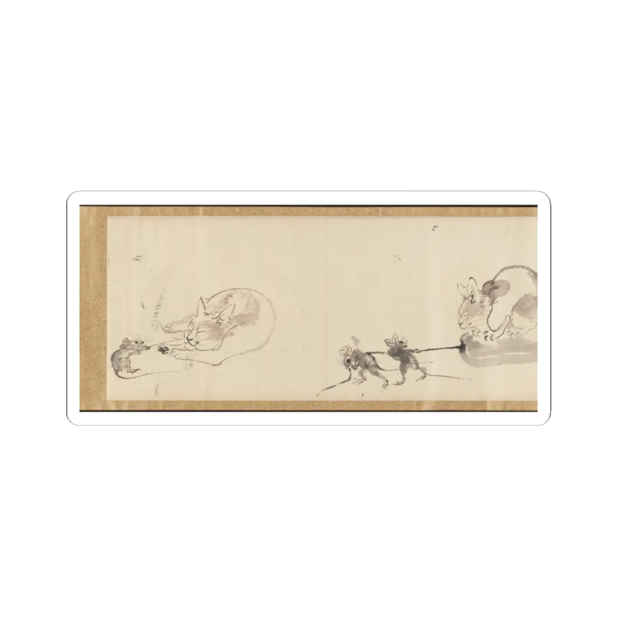 Kawanabe Kyōsai 河鍋暁斎 - Frolicking Figures and Animals - 19th century v12 - STICKER Vinyl Kiss-Cut Decal