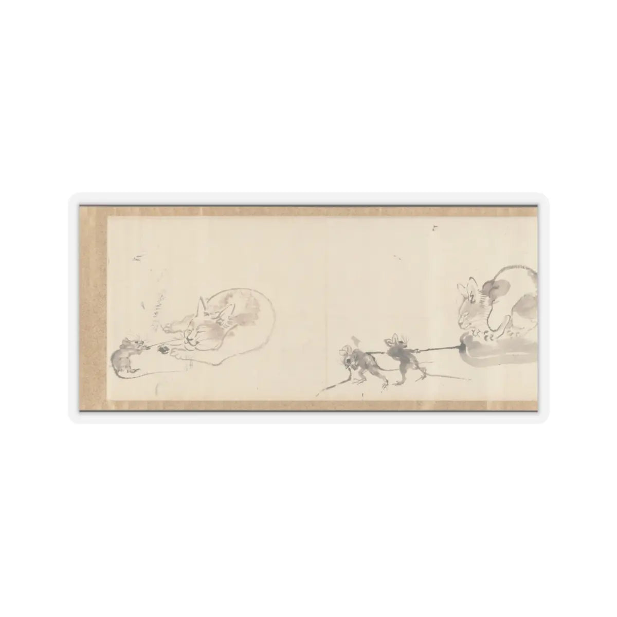 Kawanabe Kyōsai 河鍋暁斎 - Frolicking Figures and Animals - 19th century v12 - STICKER Vinyl Kiss-Cut Decal