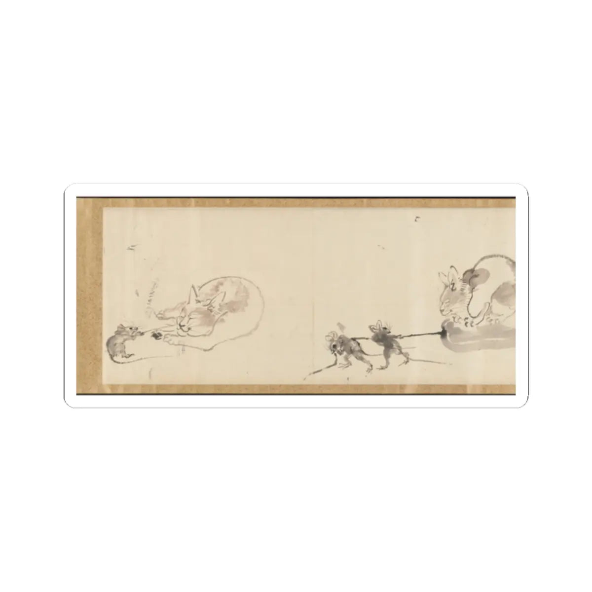 Kawanabe Kyōsai 河鍋暁斎 - Frolicking Figures and Animals - 19th century v12 - STICKER Vinyl Kiss-Cut Decal