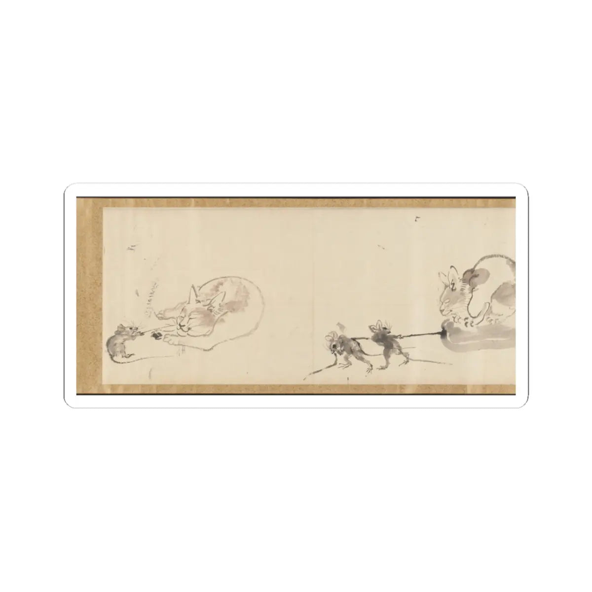 Kawanabe Kyōsai 河鍋暁斎 - Frolicking Figures and Animals - 19th century v12 - STICKER Vinyl Kiss-Cut Decal