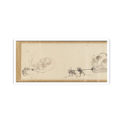 Kawanabe Kyōsai 河鍋暁斎 - Frolicking Figures and Animals - 19th century v12 - STICKER Vinyl Kiss-Cut Decal
